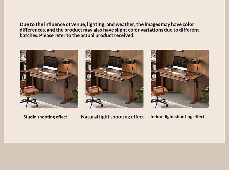 Black Walnut, White Ash Solid Wood Electric Height-Adjustable Standing Desk with Storage Drawers