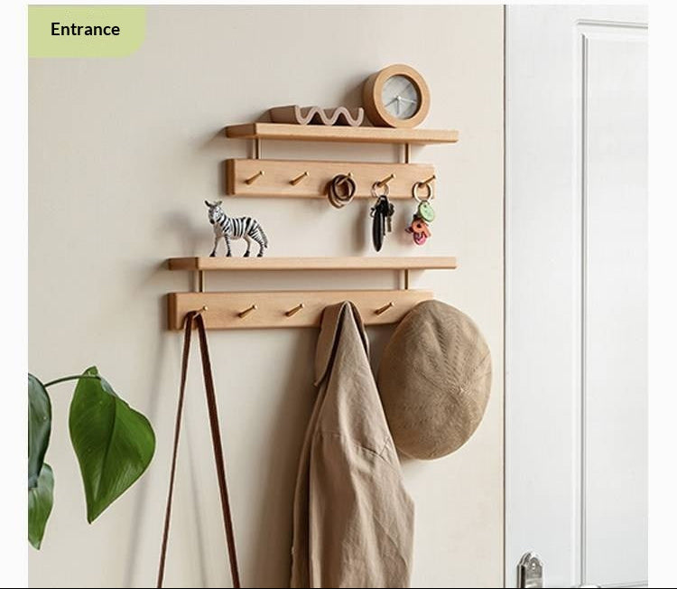 Black Walnut, Beech Solid Wood Wall Shelf