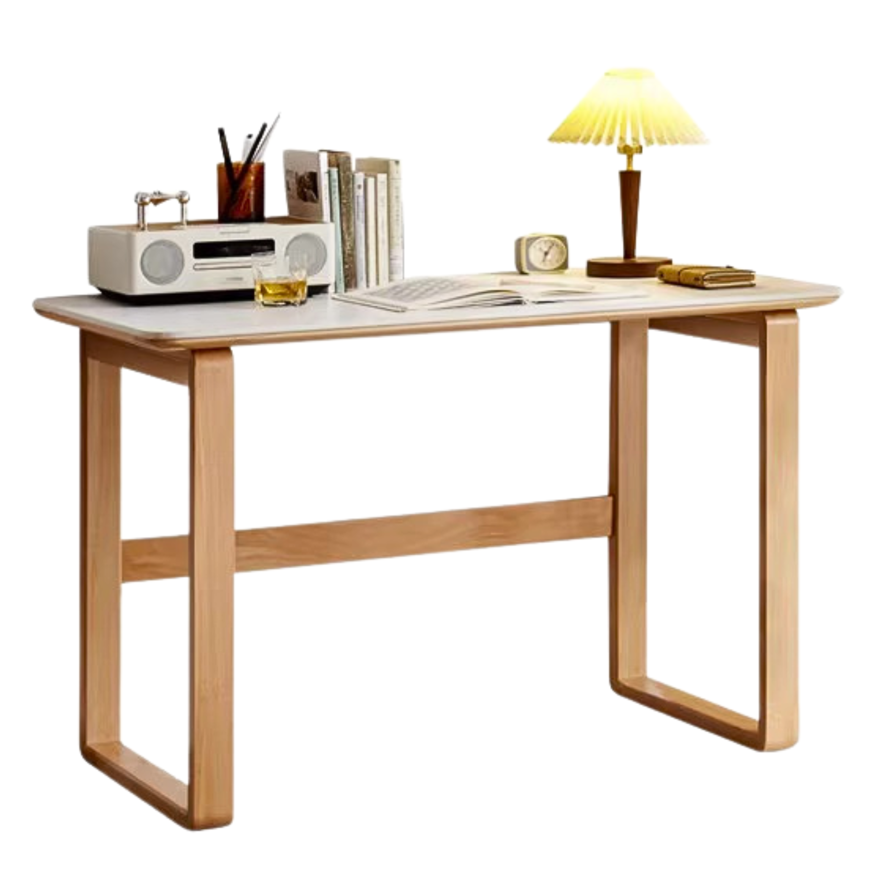 Beech, Bleached Birch Solid Wood Rock Board Office Desk