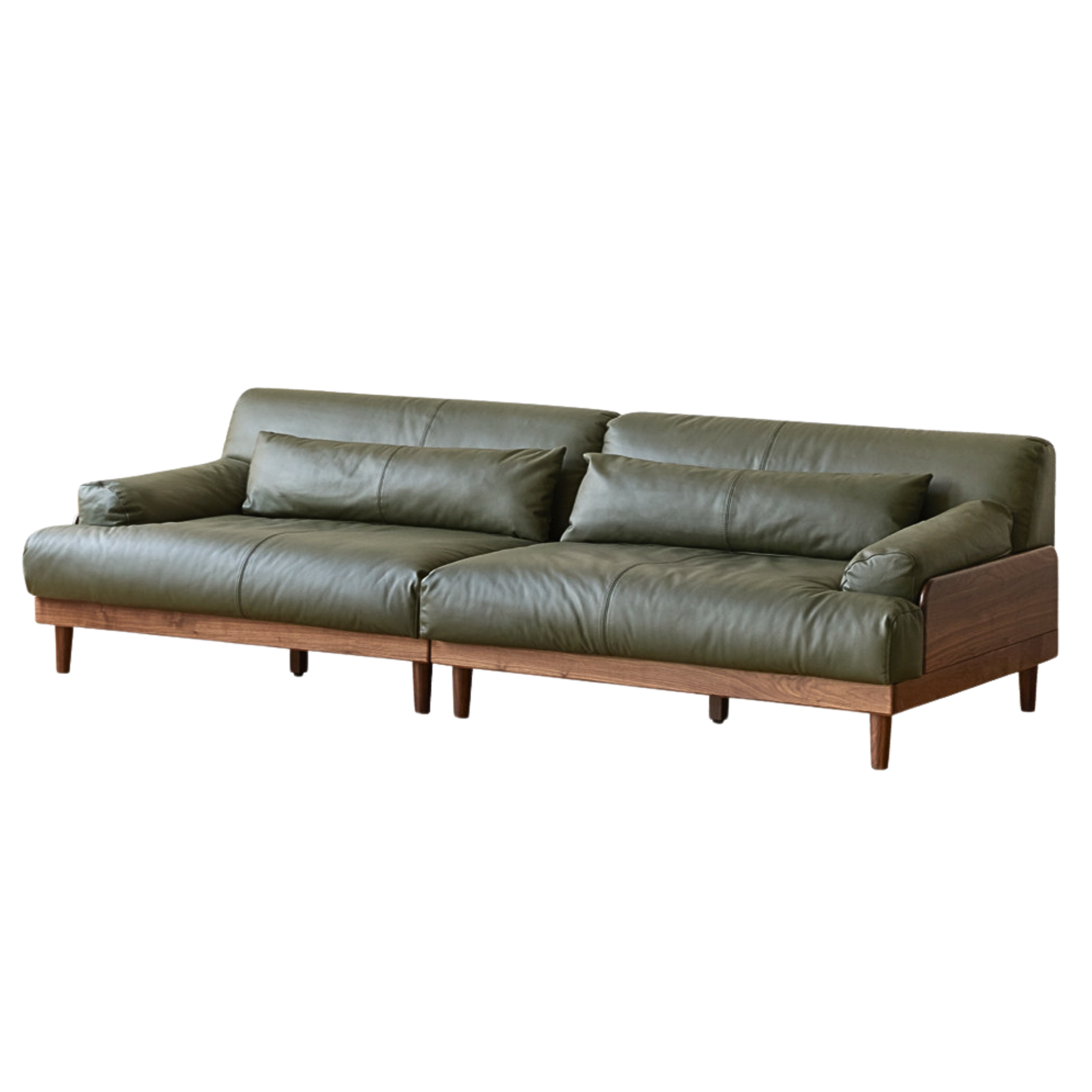 Black walnut solid wood leather down sofa