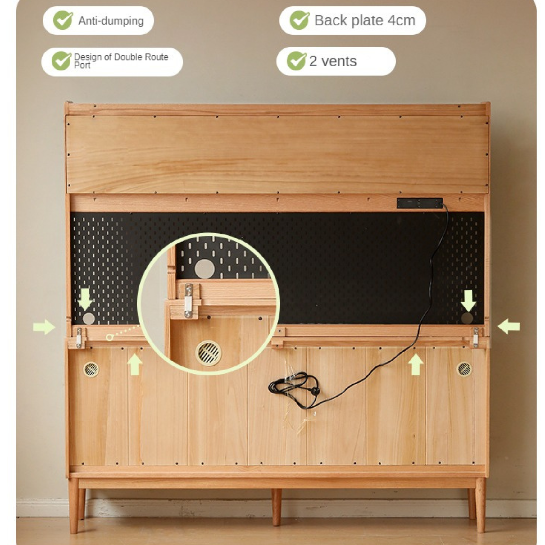 Oak Solid Wood Modern Multifunctional Sideboard,