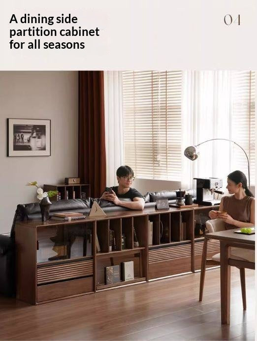 Golden Sandalwood Solid Wood Wall-Mounted Bookcase with Free Combination Grid Design