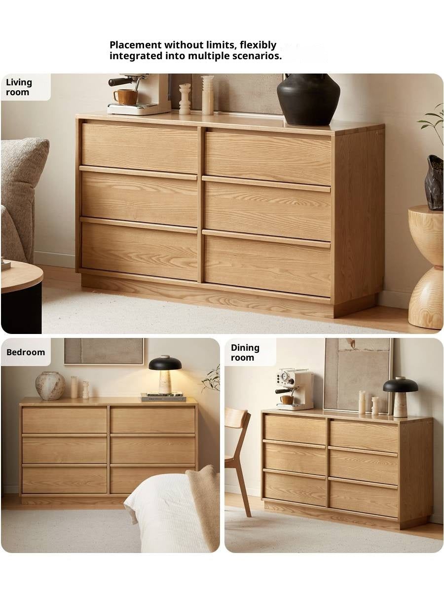 Ash, Oak Solid Wood Wabi-sabi Style Chest Of Drawers