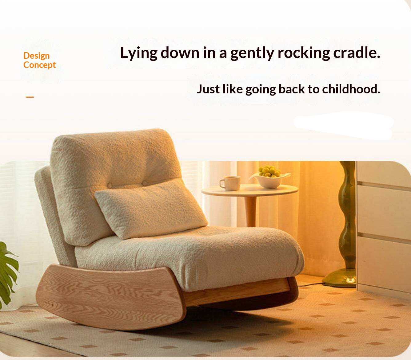 Oak, Beech Solid Wood Modern Lazy Rocking Chair
