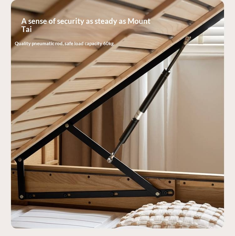 Ash Solid Wood Bed — Slab Design, Home Italian Light Luxury Box Bed