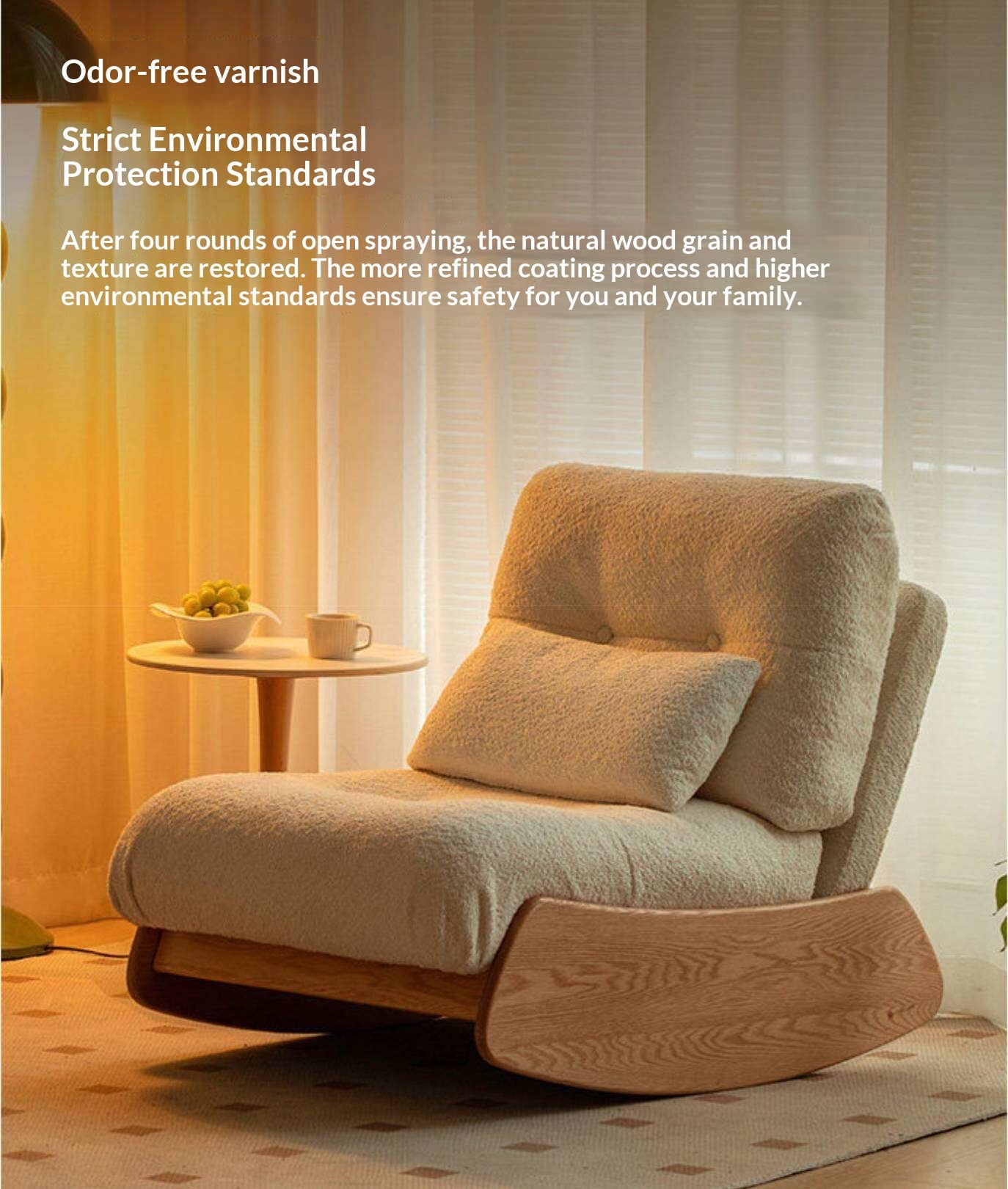 Oak, Beech Solid Wood Modern Lazy Rocking Chair