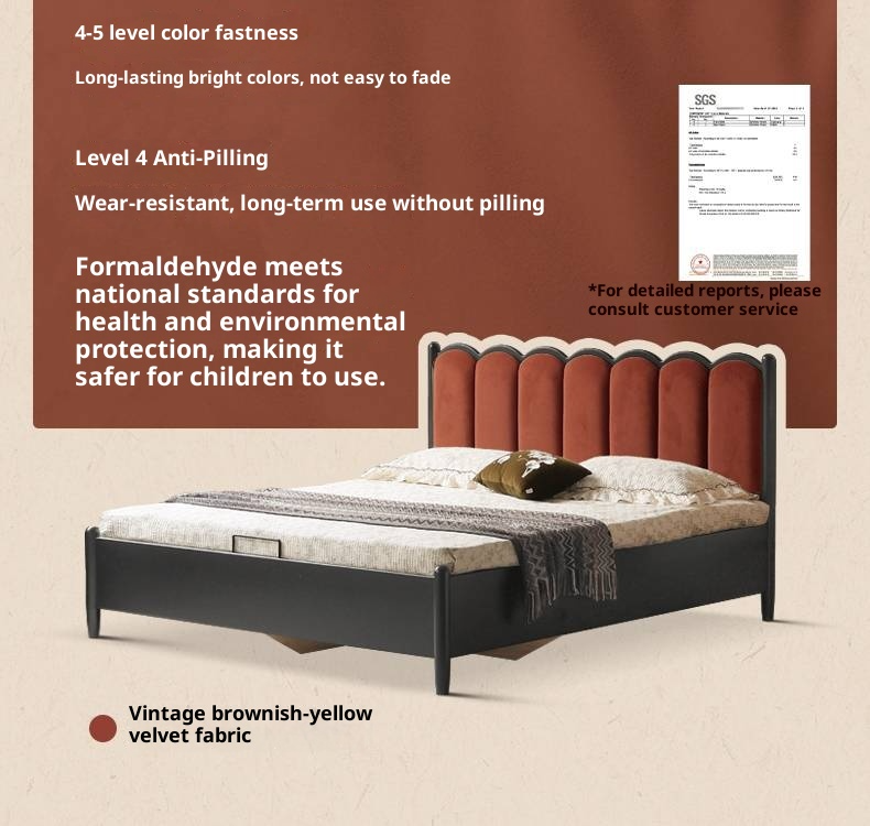 Rubberwood Solid Wood Upholstered Storage Box Bed, French Retro Style