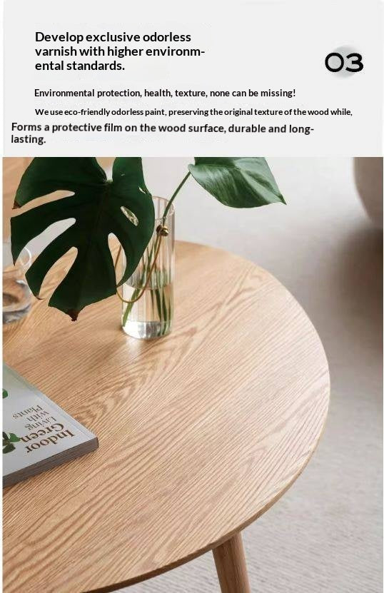 Solid Rubberwood, Oak Solid Wood Small Nordic Side Table