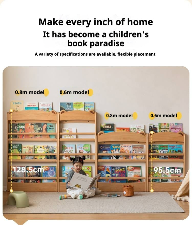 Beech Solid Wood Children's Multi-Layer Narrow Bookshelf.