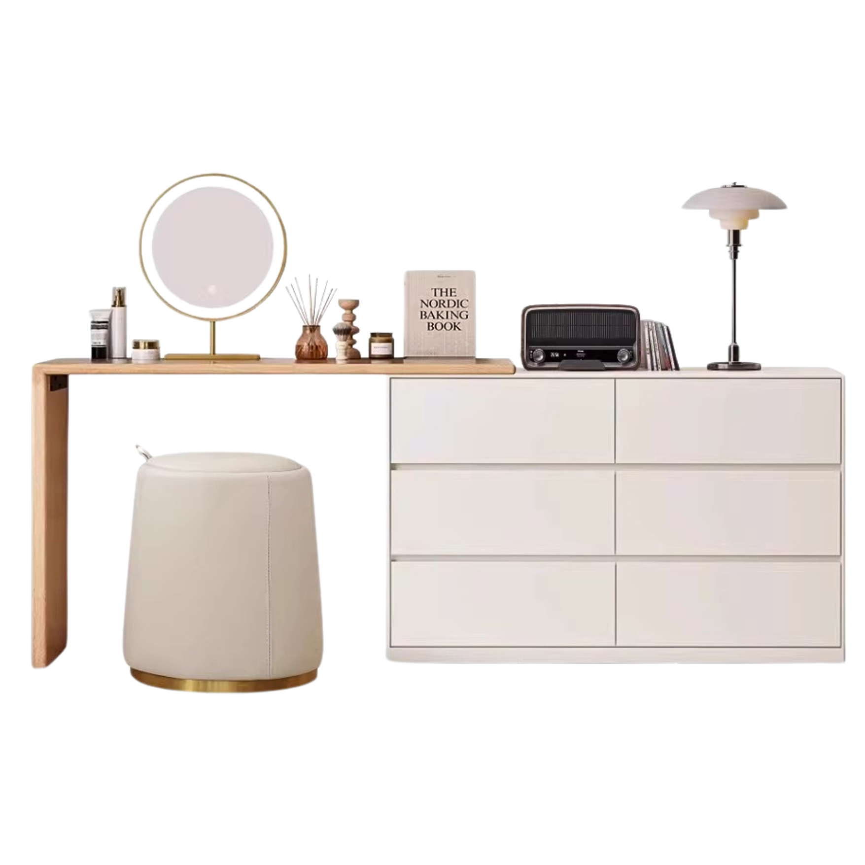 Poplar Solid Wood Modern White Dressing Table  ,