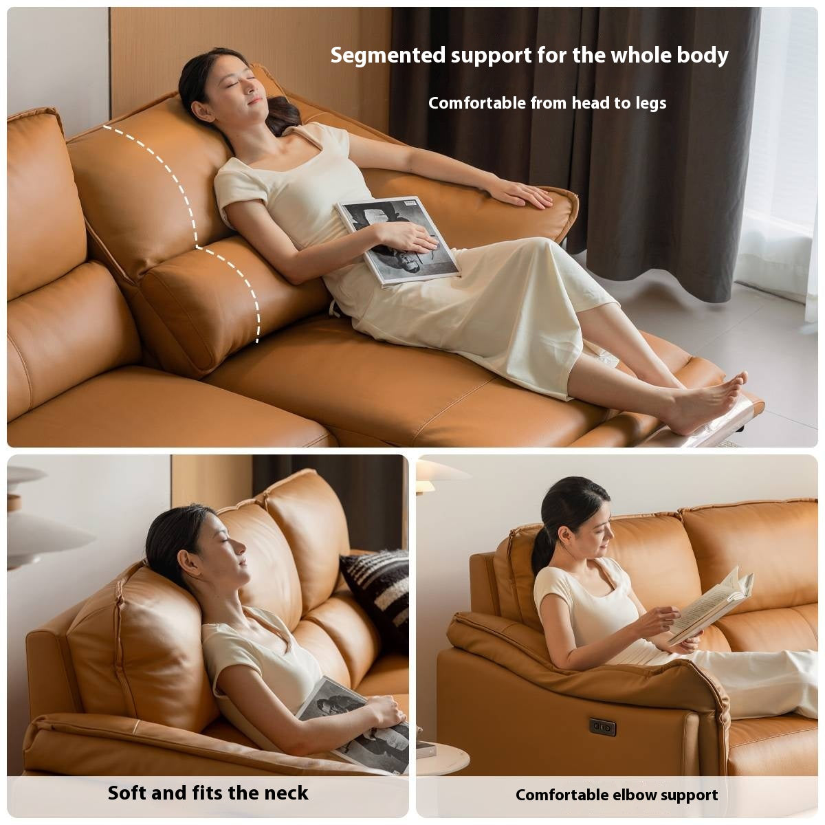 Genuine Leather Italian Style Zero-Wall Electric Recliner Sofa