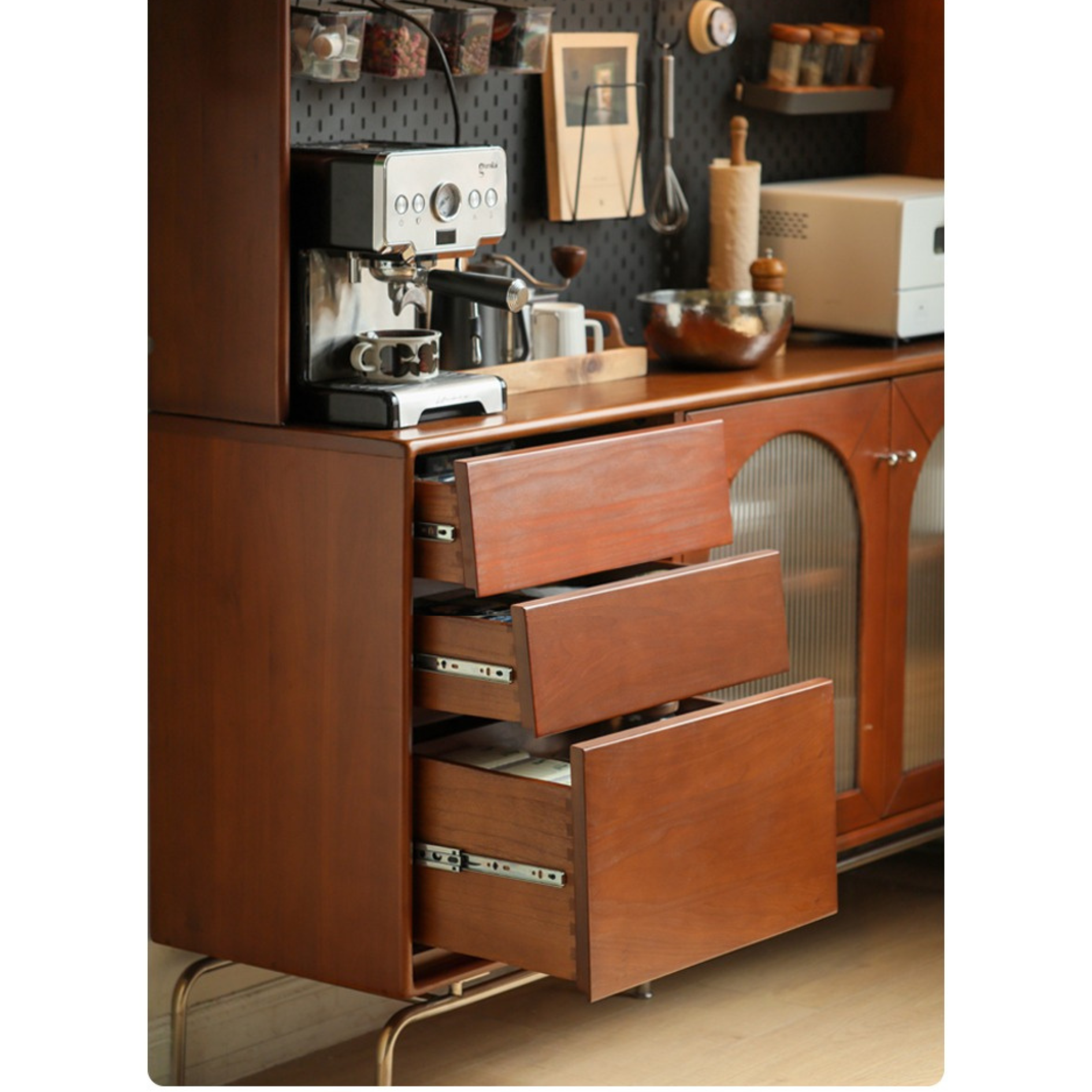 Poplar solid wood French retro glass cabinet