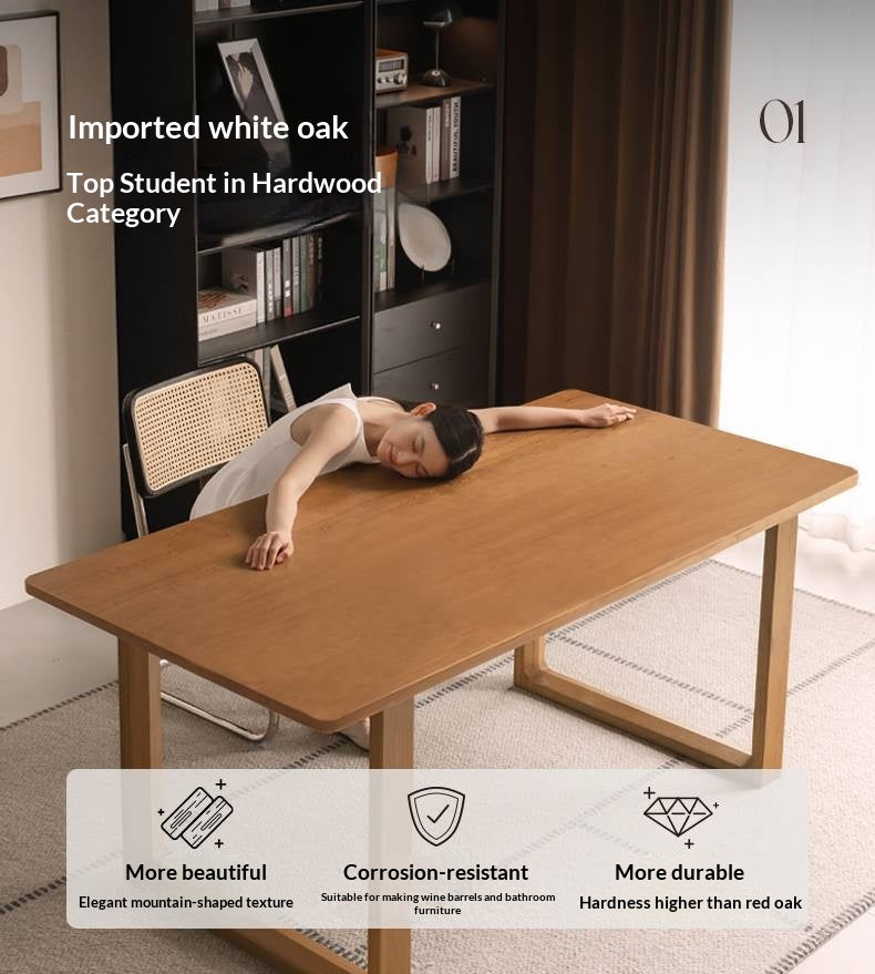 White Oak Solid Wood Antique Rectangular Dining Table