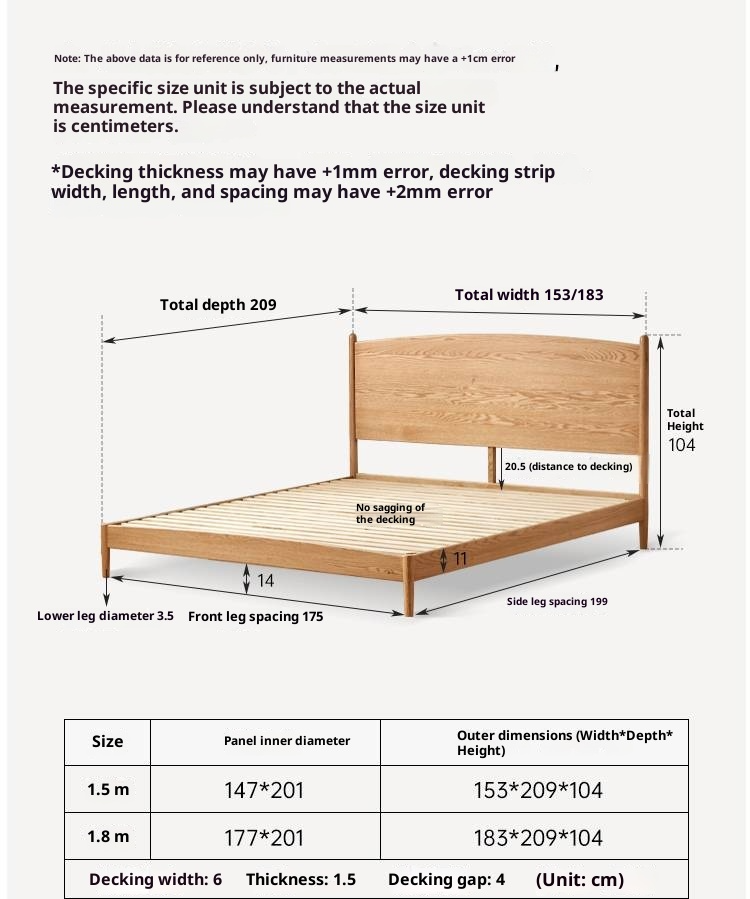 Oak Solid Wood Modern Simple Large Bed