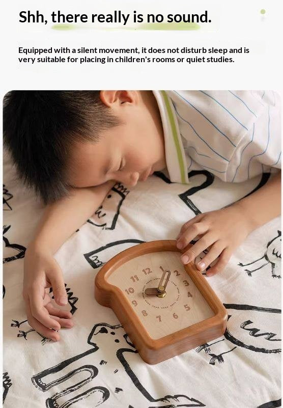 Cherry, Black Walnut Solid Wood Toast Clock Creative