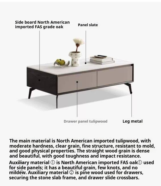 Tulipwood Solid Wood Coffee Table Rock Slab