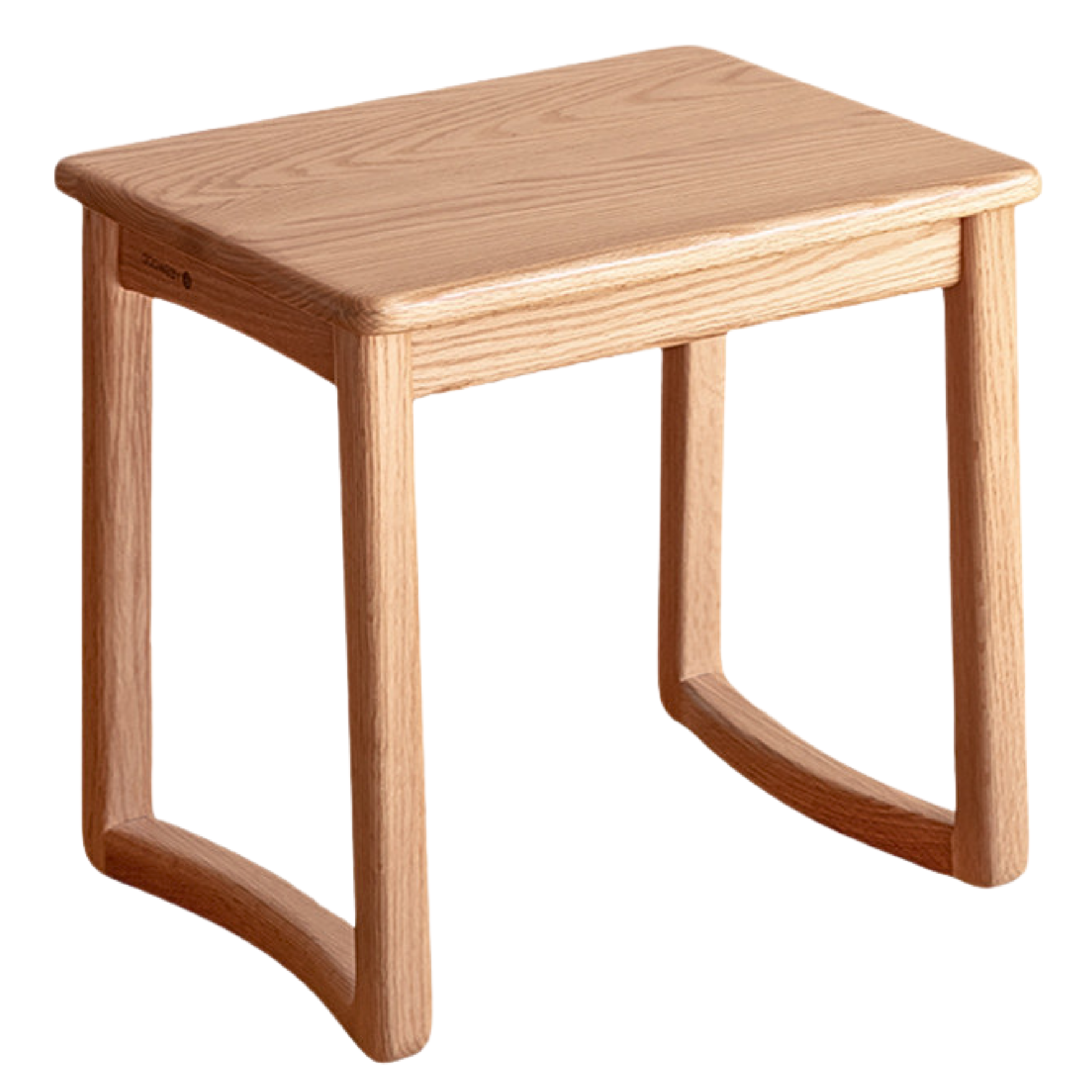 Ash Solid Wood Modern White Wax Wood Square Stool: