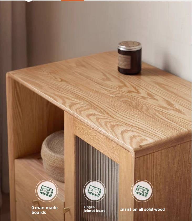 Oak, Beech Solid Wood, Solid Rubberwood Side Cabinet Nordic Style