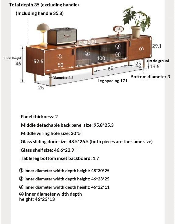 Poplar Solid Wood Retro High Locker TV Cabinet.