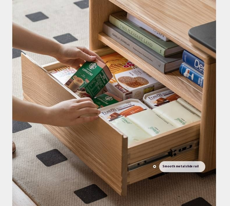 Ash Solid Wood Movable Rock Plate Tea Table