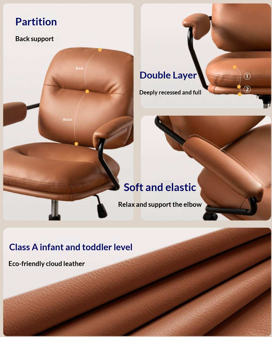 Leather Modern Liftable Armchair Office Chair