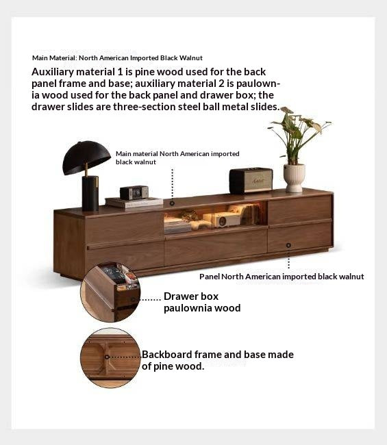 White Oak, Black Walnut Solid Wood TV Stand