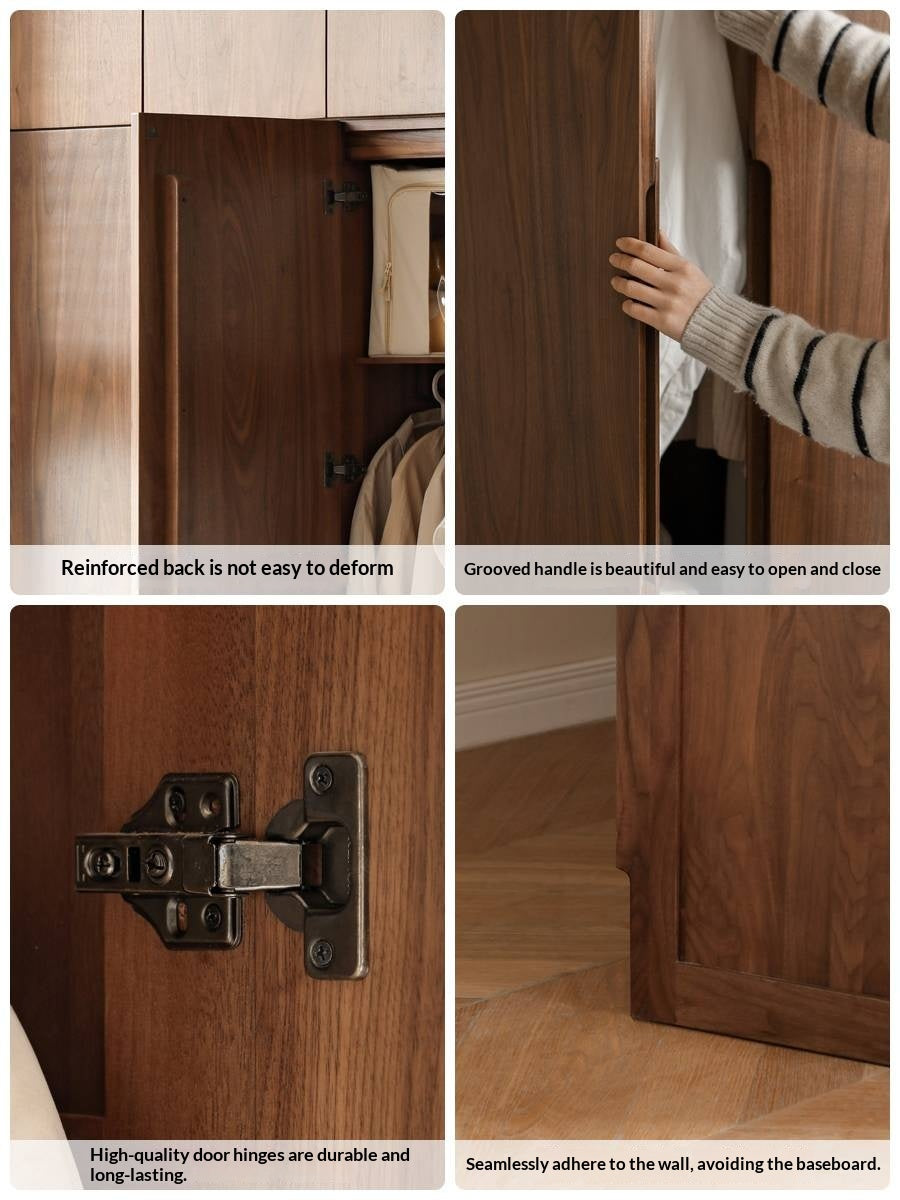 Black Walnut, Sandalwood Solid Wood Modern Style Wardrobe