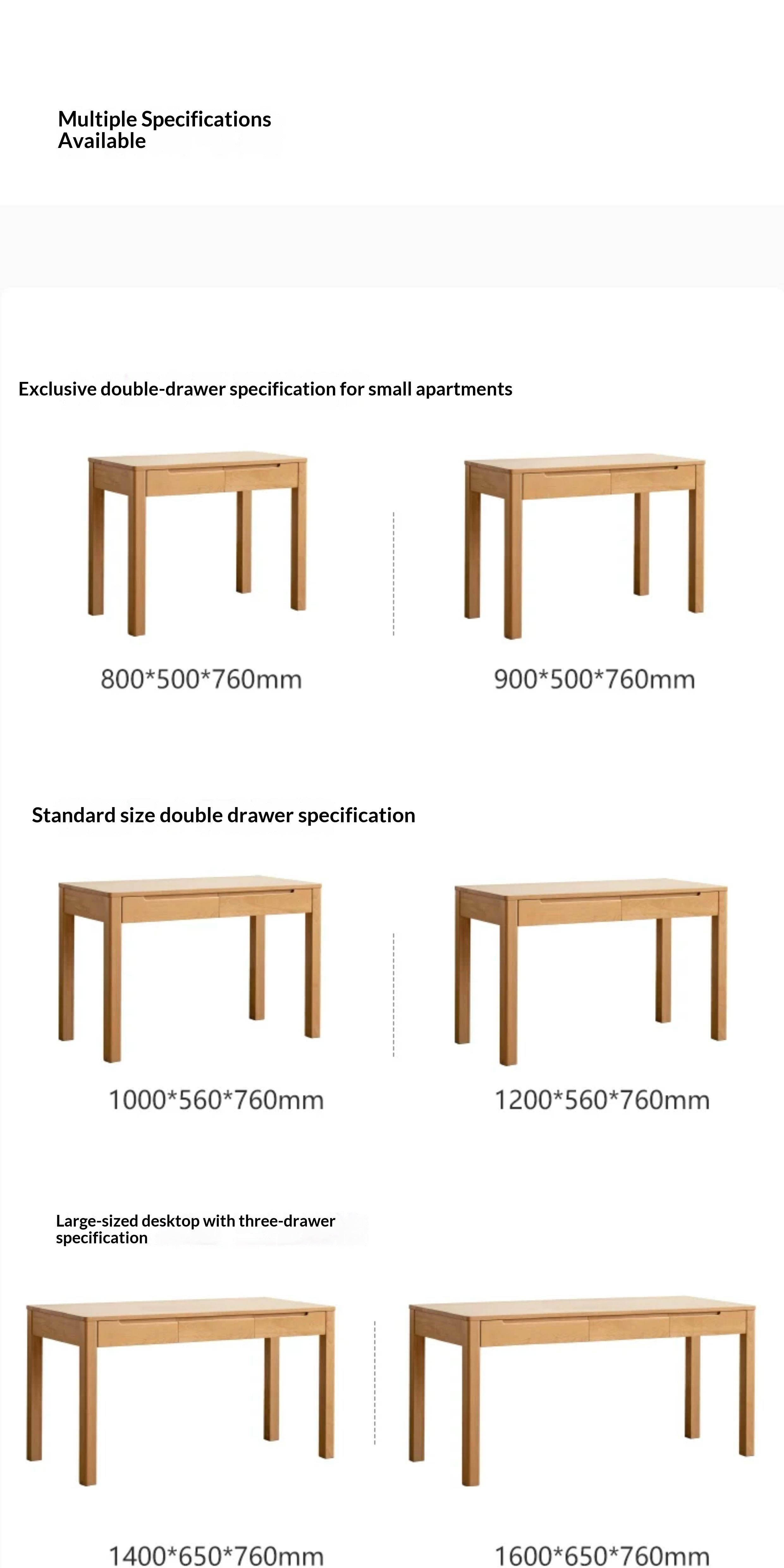 Beech Solid Wood Study Computer Office Desk