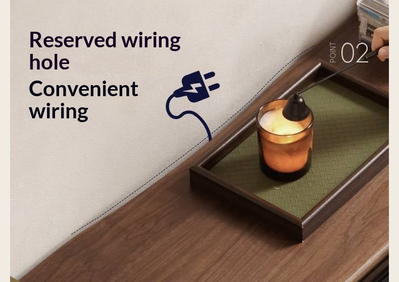 Black Walnut Solid Wood Luxury Style TV Cabinet with Slab Top and Storage