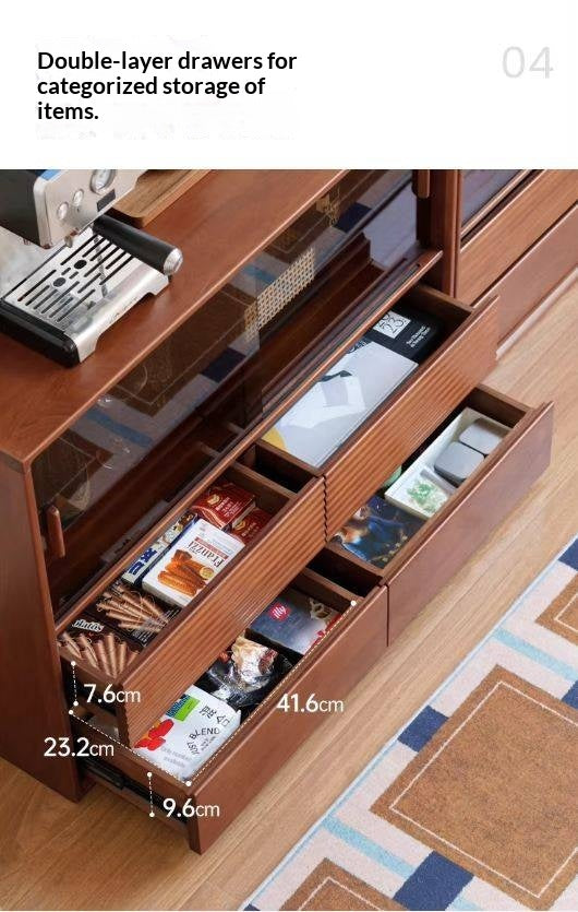 Poplar Solid Wood Vintage Style Study Storage Cabinet