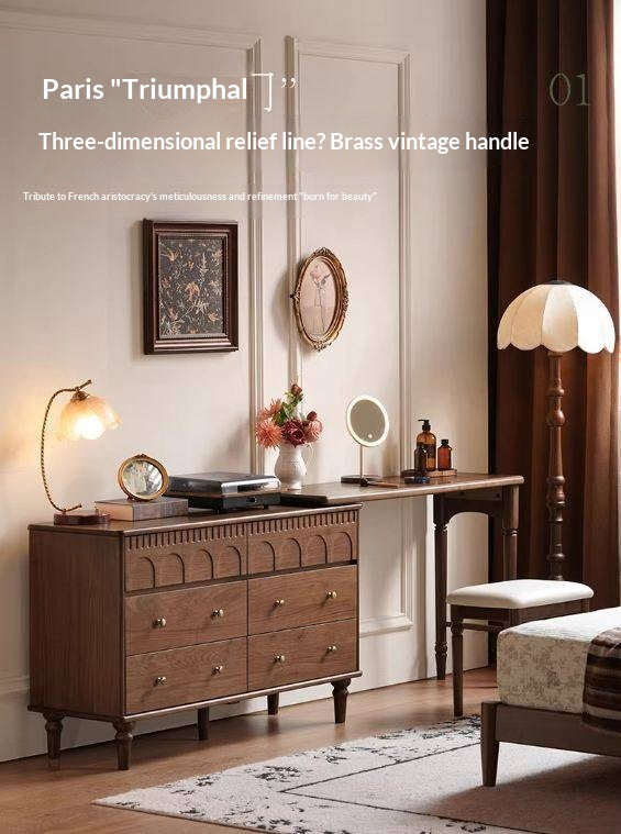 Black Walnut Solid Wood Vanity Table with Extendable Top