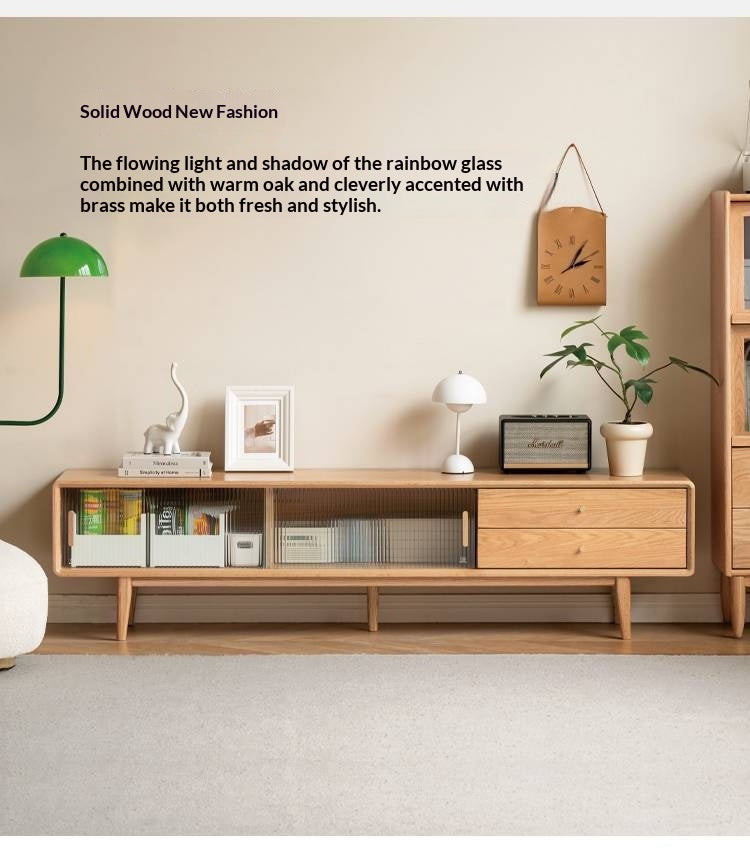 Oak, Beech Solid Wood, Solid RubberWood TV Stand