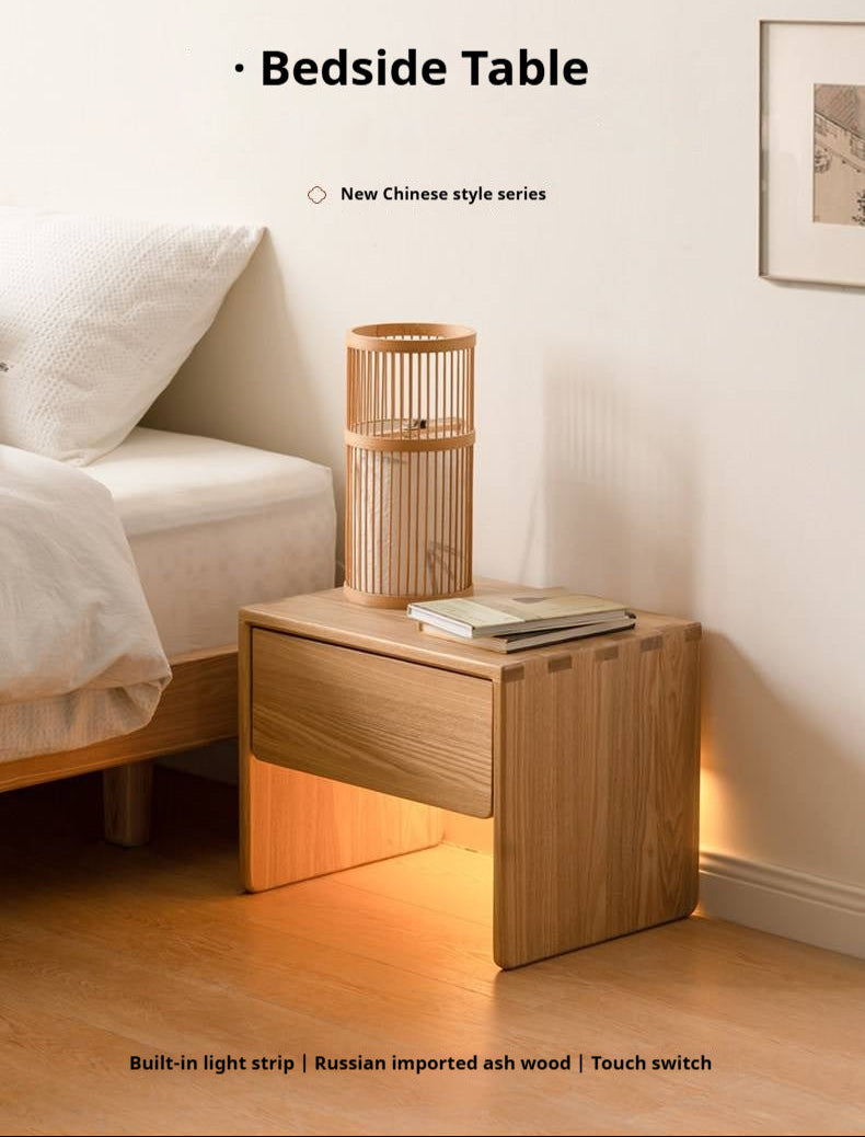 Ash Solid Wood Smart Modern Nightstand