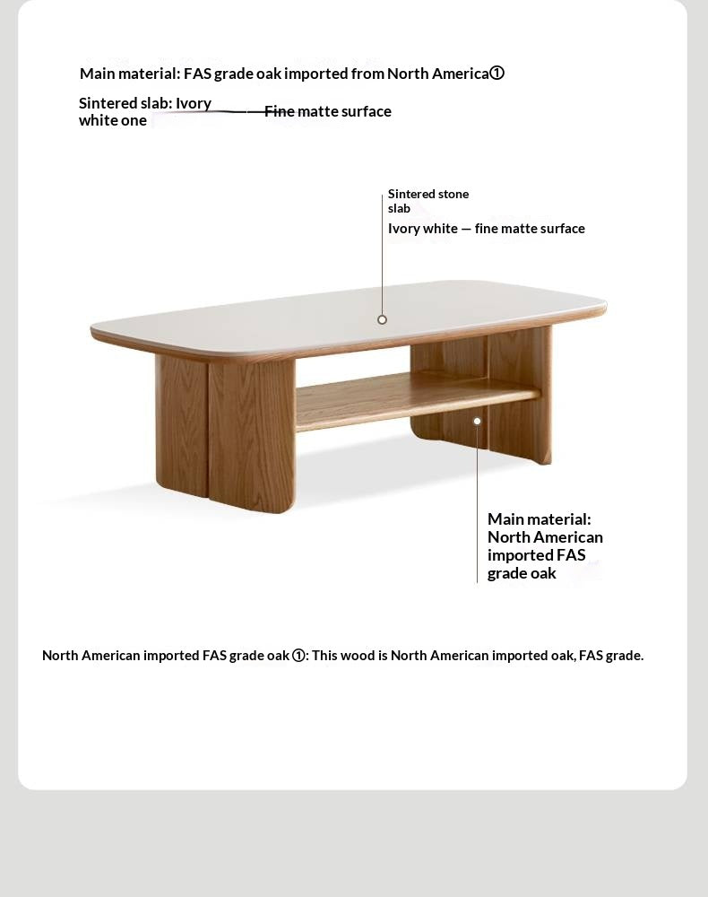 Oak Solid Wood Modern Slab Coffee Table
