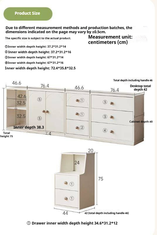 Pine Solid Wood Cream Style Kids Dresser And Cabinet