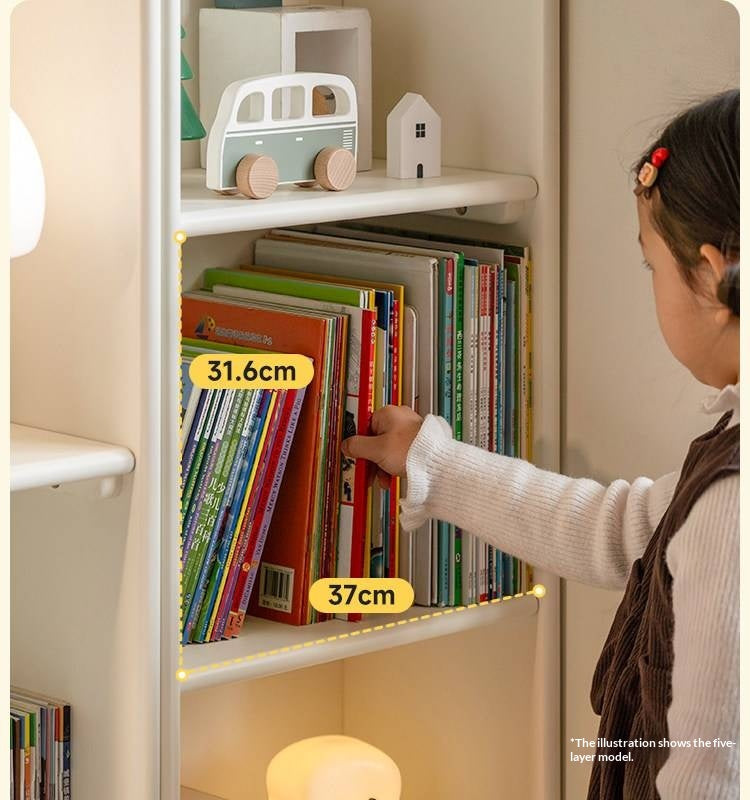 Oak, Beech Solid Wood, Solid RubberWood Kids Corner Bookcase, Narrow Floor-to-Wall Storage