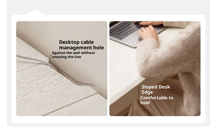 Oak Solid Wood Modern Cream Style Desk and Bookshelf Integrated