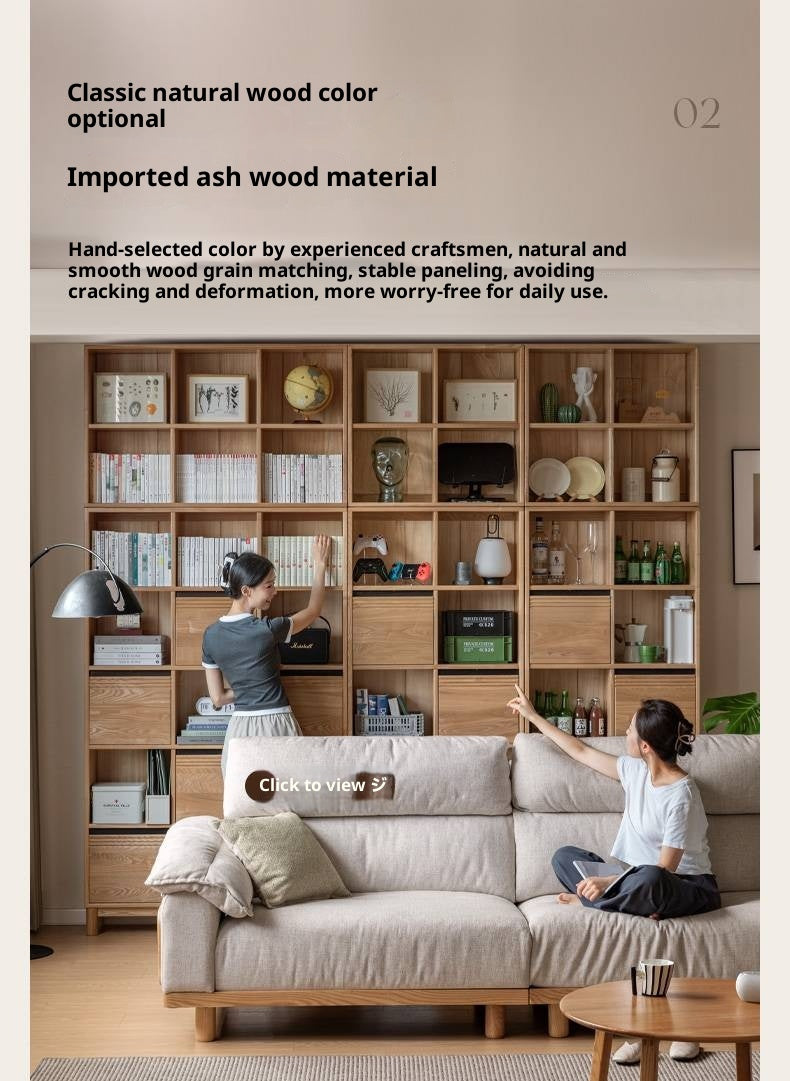 Sandalwood Solid Wood Light Luxury Style Bookshelf