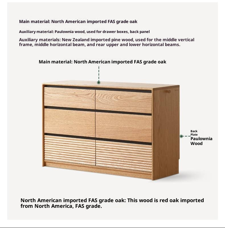 Oak Solid Wood Modern Minimalist Chest of Drawers