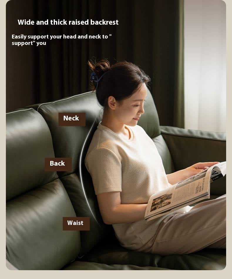 Sandalwood, Ash Solid Wood Genuine Leather, fabric High-Back Sofa