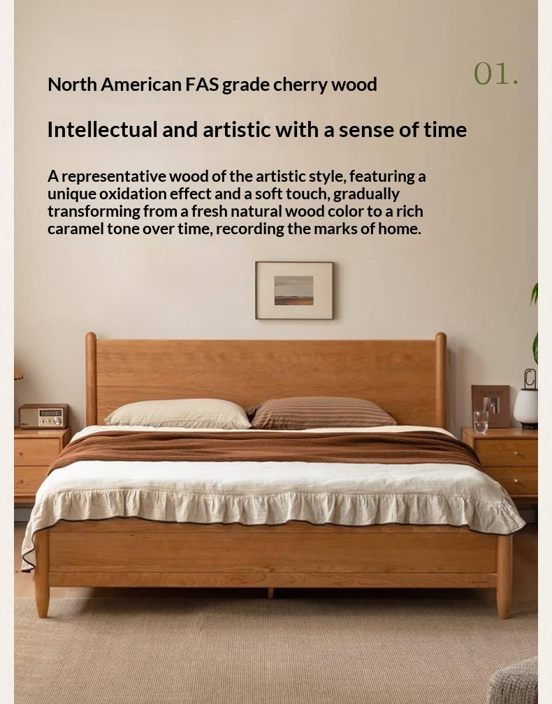 Cherry Wood, Black Walnut Solid Wood Box Bed