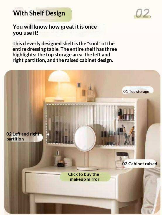 Solid RubberWood Cream Style Vanity Table.