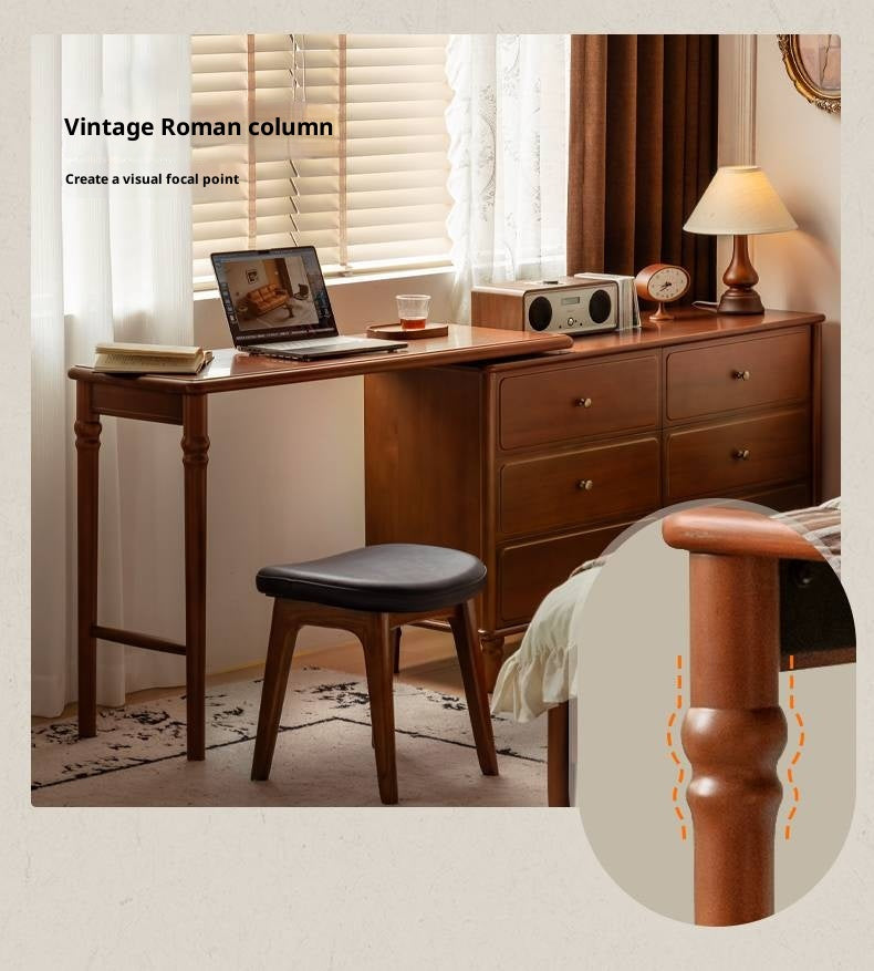 Poplar Solid Wood French Retro Style Dressing Table