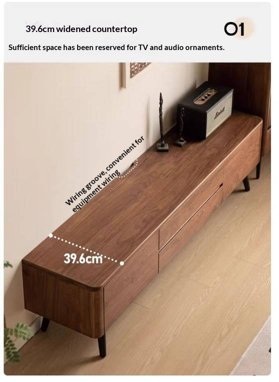 Black Walnut, Solid Sandalwood TV Cabinet Modern Simple.