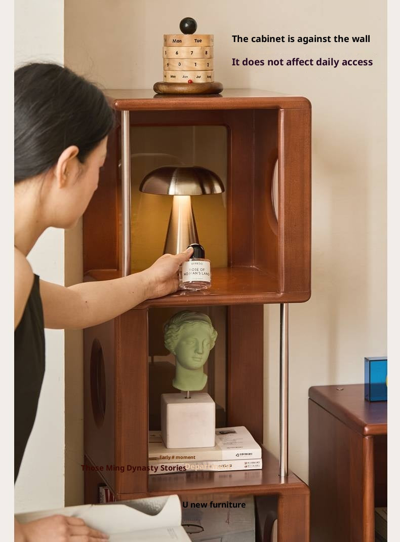 Poplar Solid Wood Vintage Style Mobile Bookshelf