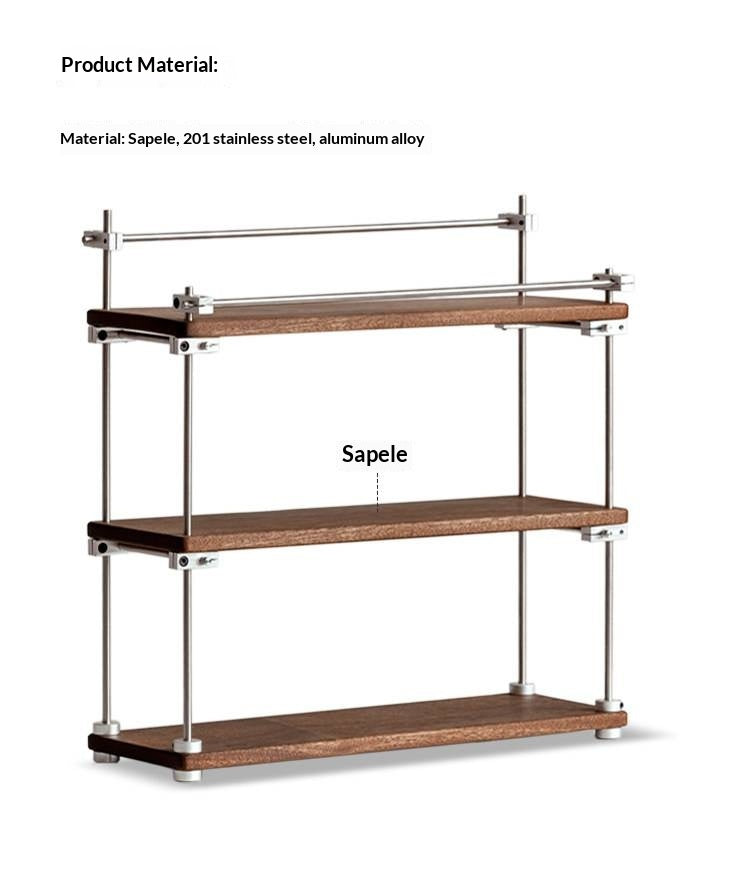 Sapele Solid Wood Multi Layer Storage Rack Antique Style