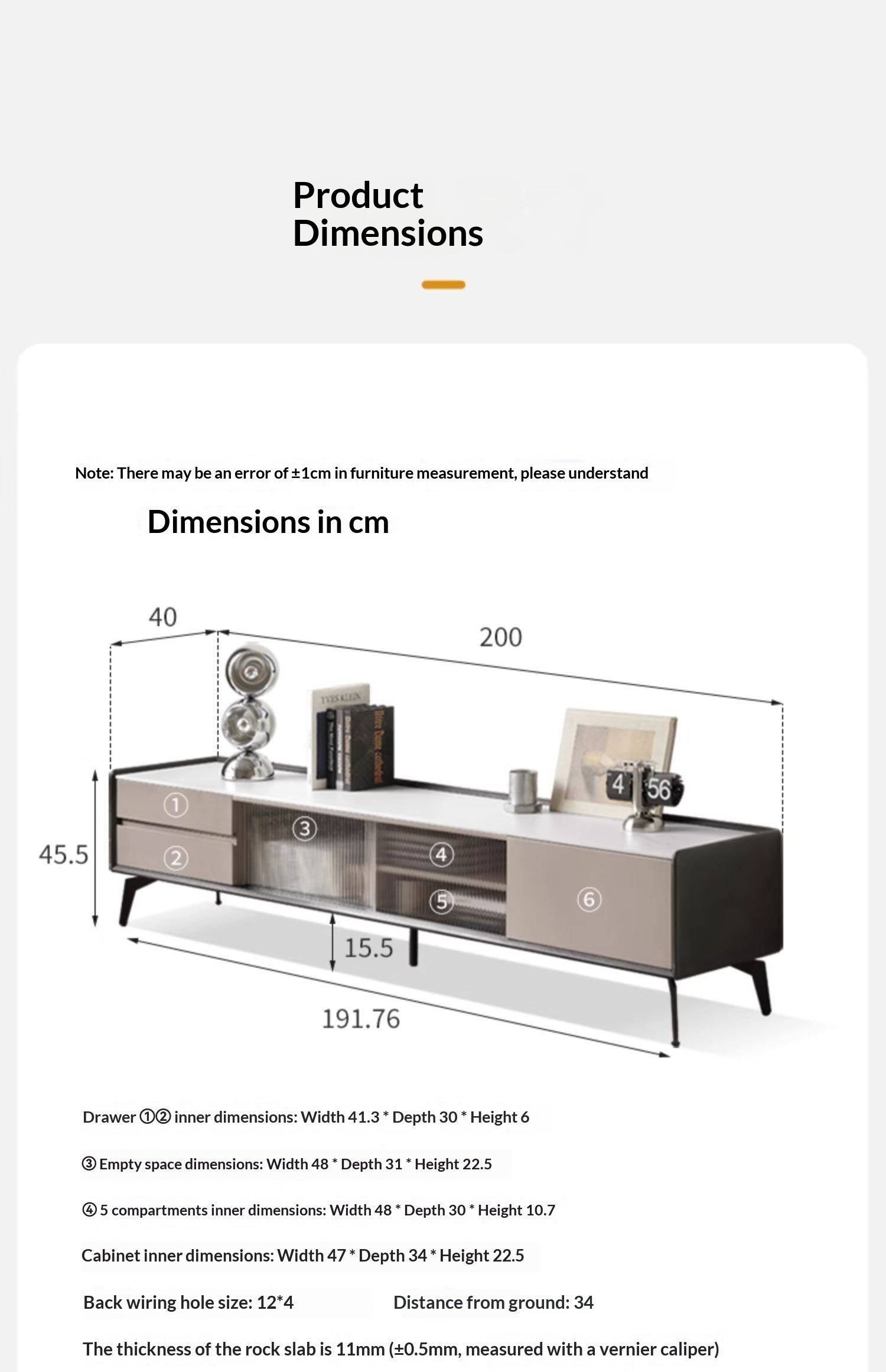 Tulipwood Solid Wood Light Luxury Rock Slab Double Drawer TV Cabinet