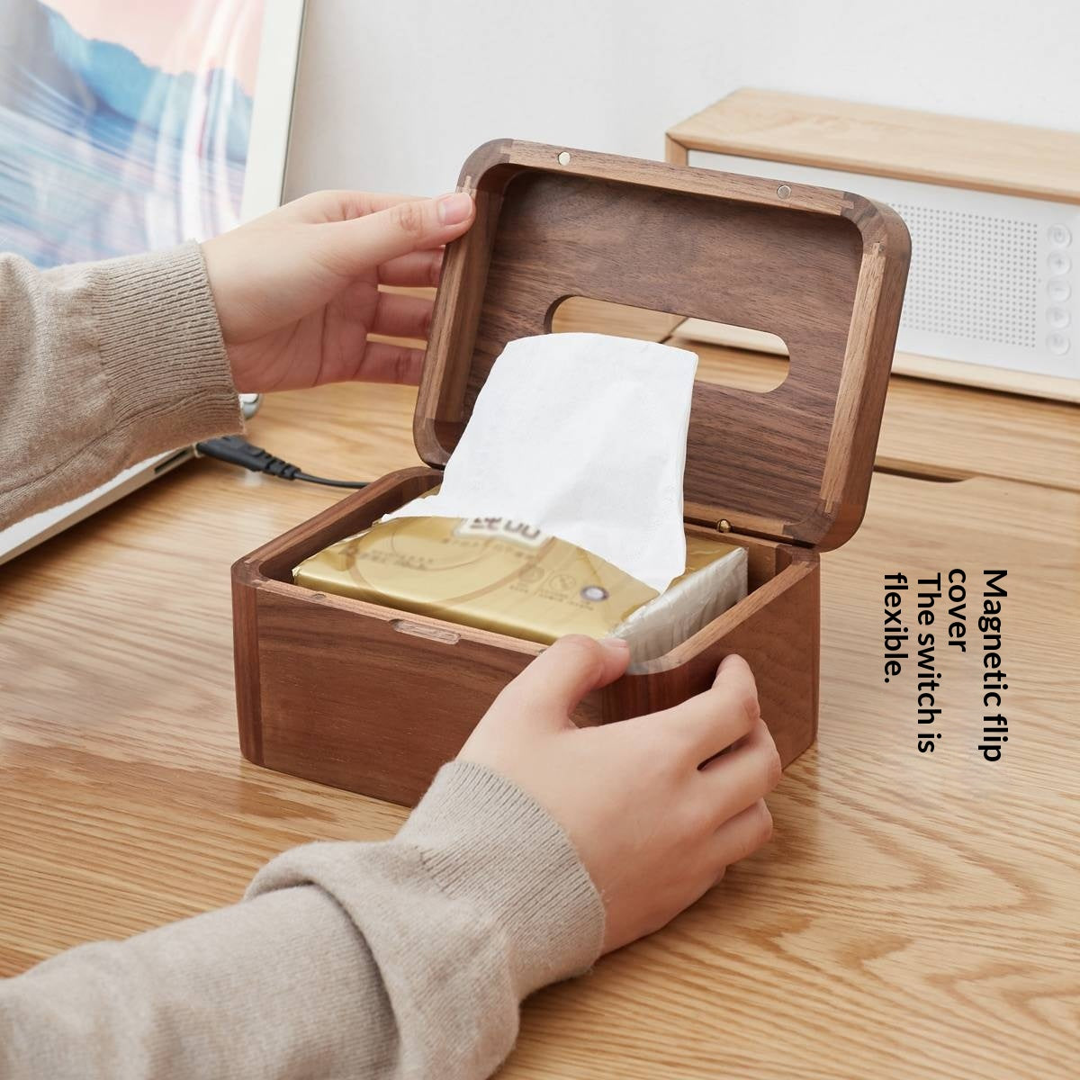 Black Walnut, Acacia Solid Wood Nordic Tissue Box