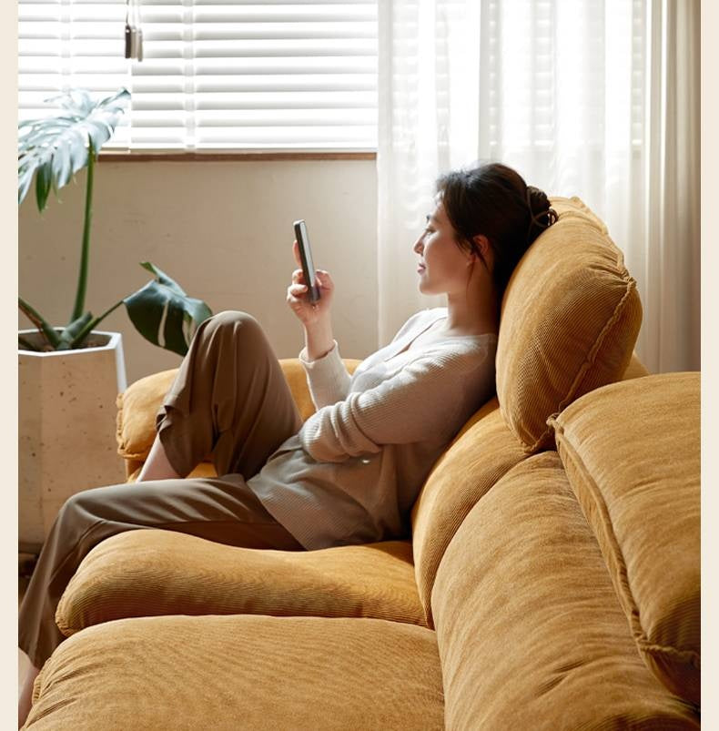 High-Back Corduroy Fabric Sofa with Removable Cover