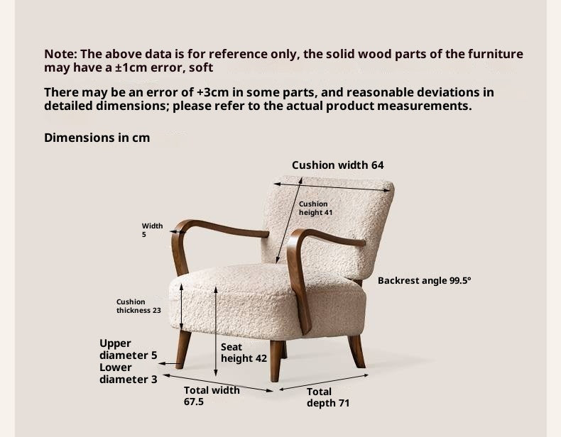 Ash Solid Wood French Retro Teddy Armchair